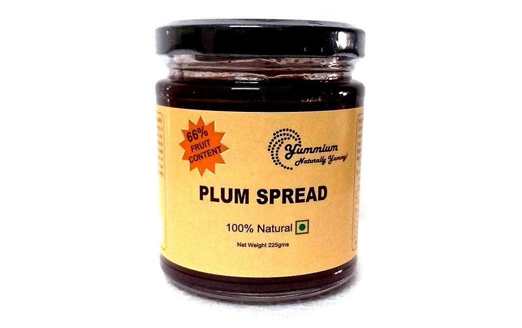 Yummium Plum Spread 100% Natural   Glass Jar  225 grams